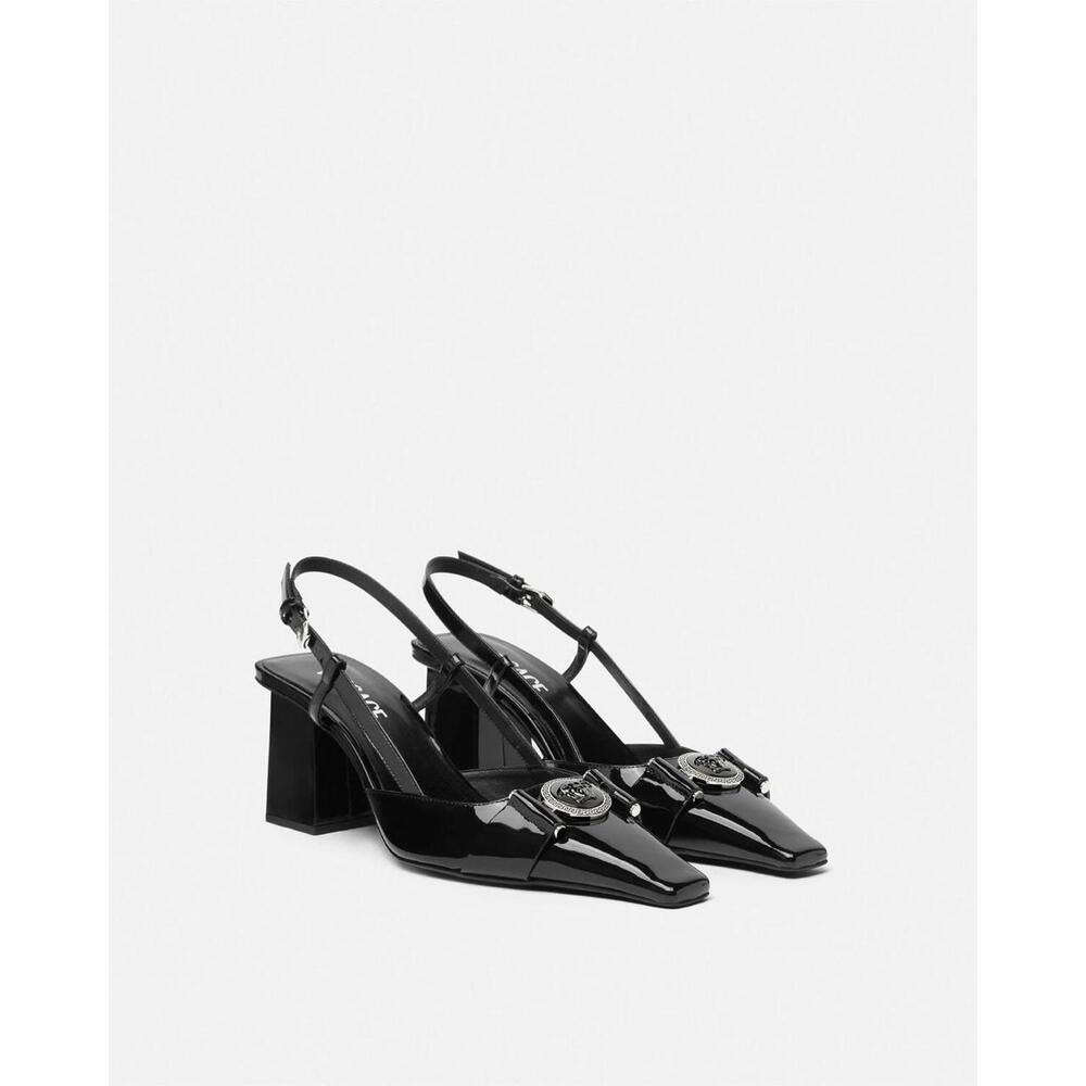BNWT Versace Medusa Buckle Patent Slingback Pumps 70 mm Size 37 US 7 $1,195